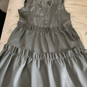 Sophisticated Gray Formal Dress. Pleather material